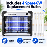 16W InsectaZap with 4 spare 8W bulbs infographic