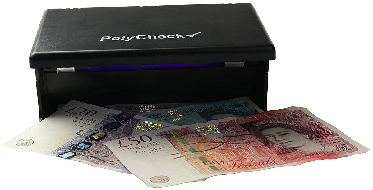 PolyCheck 4W UV Note Checker with 2 Spare DuraBulb Bulbs - Detects Fak ...